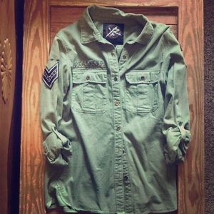 Young and reckless green button up size small